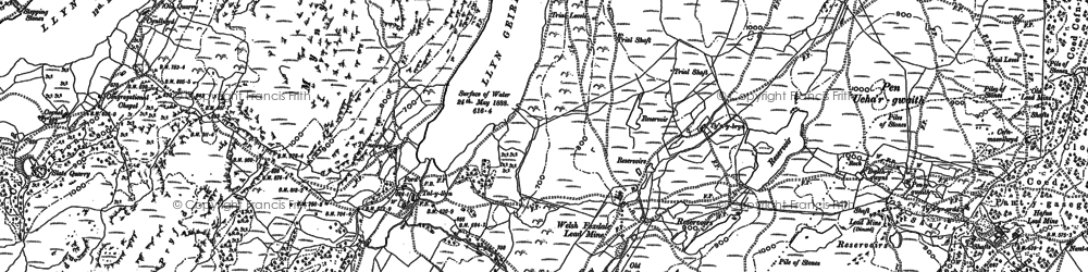 Old map of Llyn Geirionydd in 1887