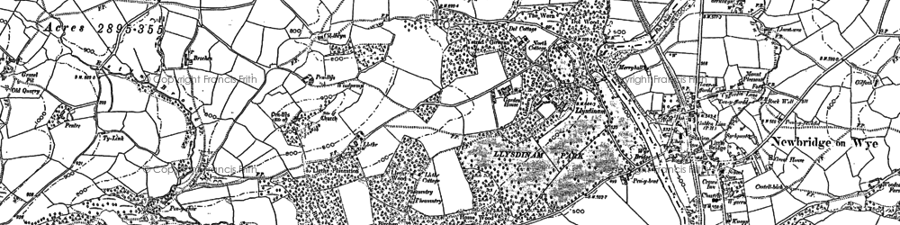 Old map of Llysdinam in 1902