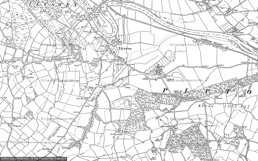Old Map of Llyswen, 1887 in 1887