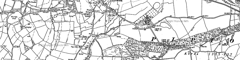 Old map of Llyswen in 1887