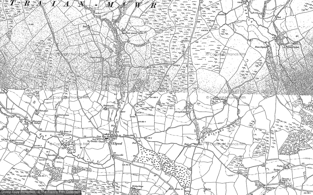 Old Map of Llywel, 1885 in 1885
