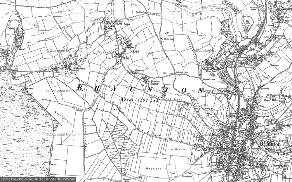 Old Map of Historic Map covering Buckland Manor in 1903