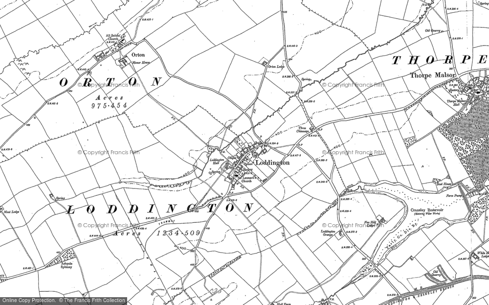 Old Map of Loddington, 1884 in 1884