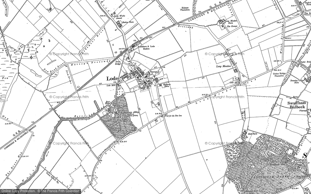 Old Map of Historic Map covering Bottisham Lode in 1886