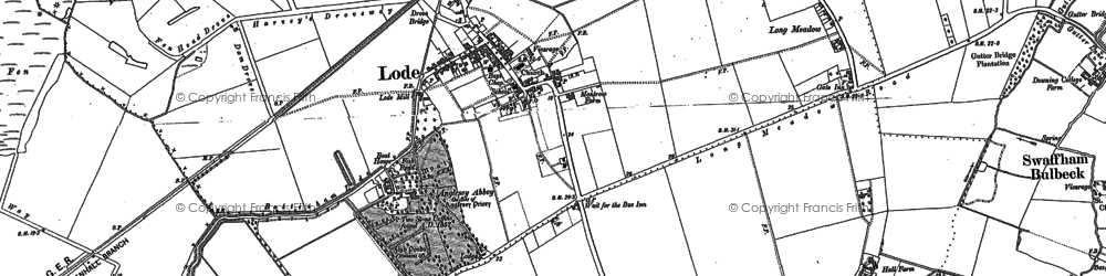 Old map of Anglesey Abbey in 1886