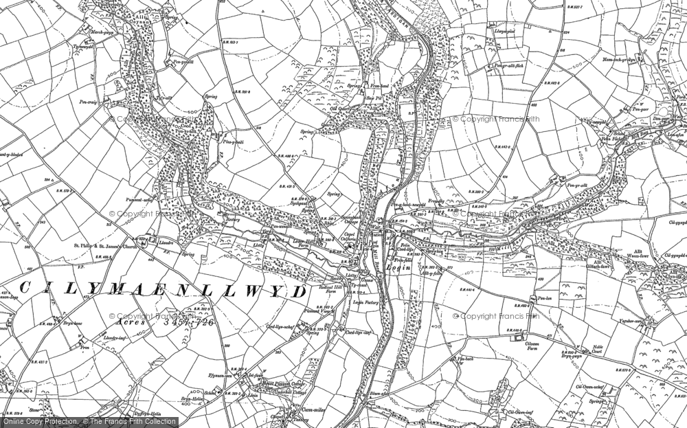 Old Map of Historic Map covering Afon Taf in 1887