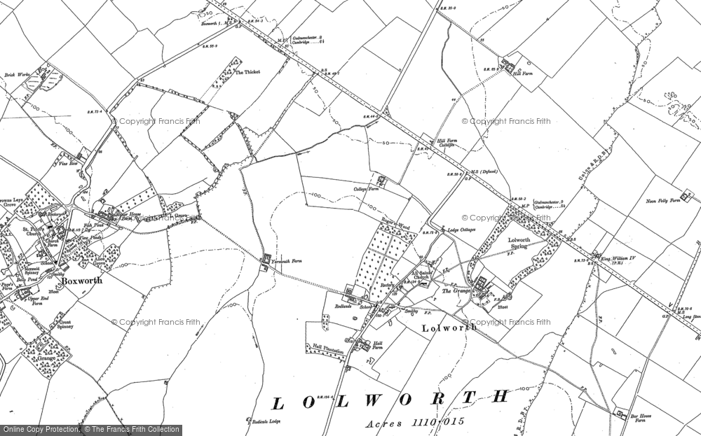 Old Map of Lolworth, 1886 - 1901 in 1886