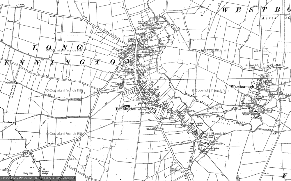 Old Map of Long Bennington, 1886 - 1887 in 1886