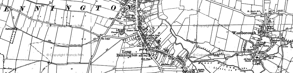 Old map of Long Bennington in 1886