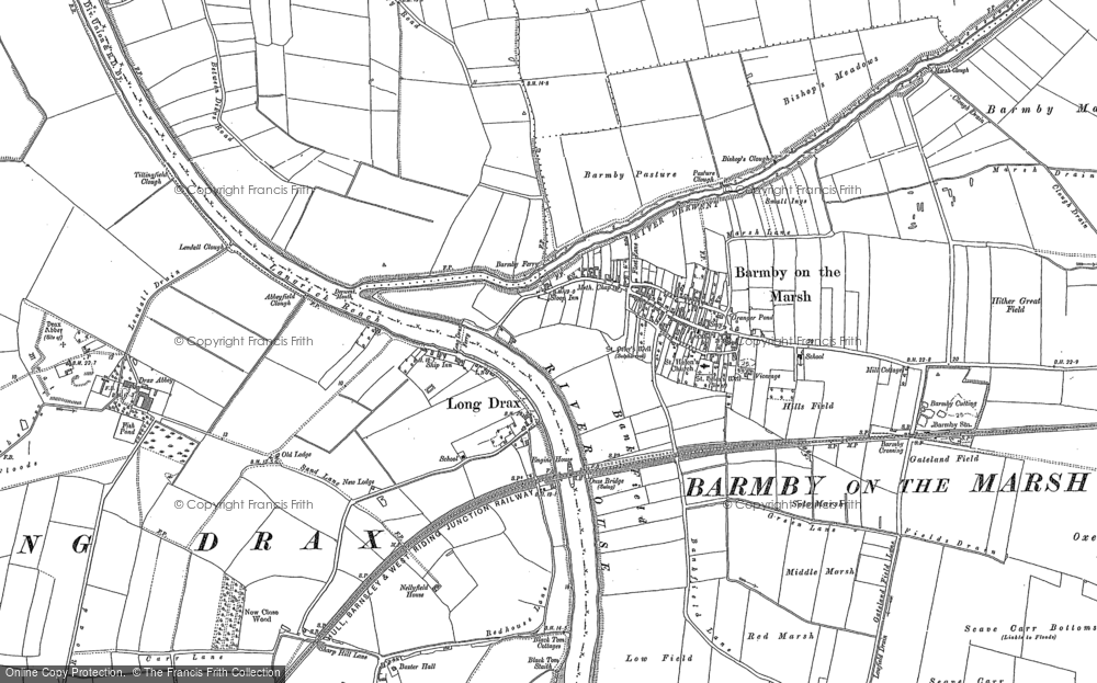 Old Map of Historic Map covering Barmby Barrage in 1889
