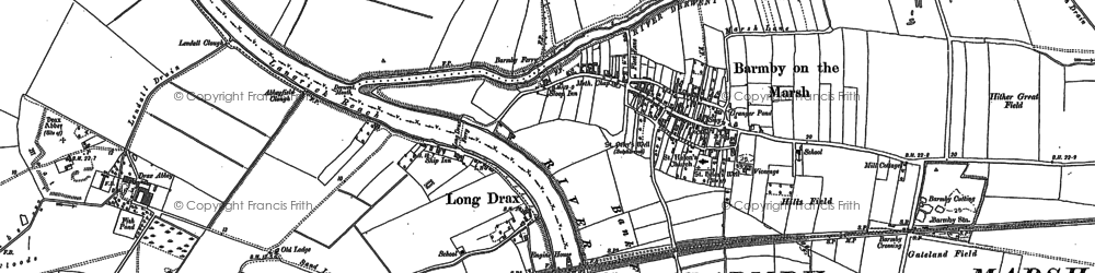 Old map of Barmby Barrage in 1889
