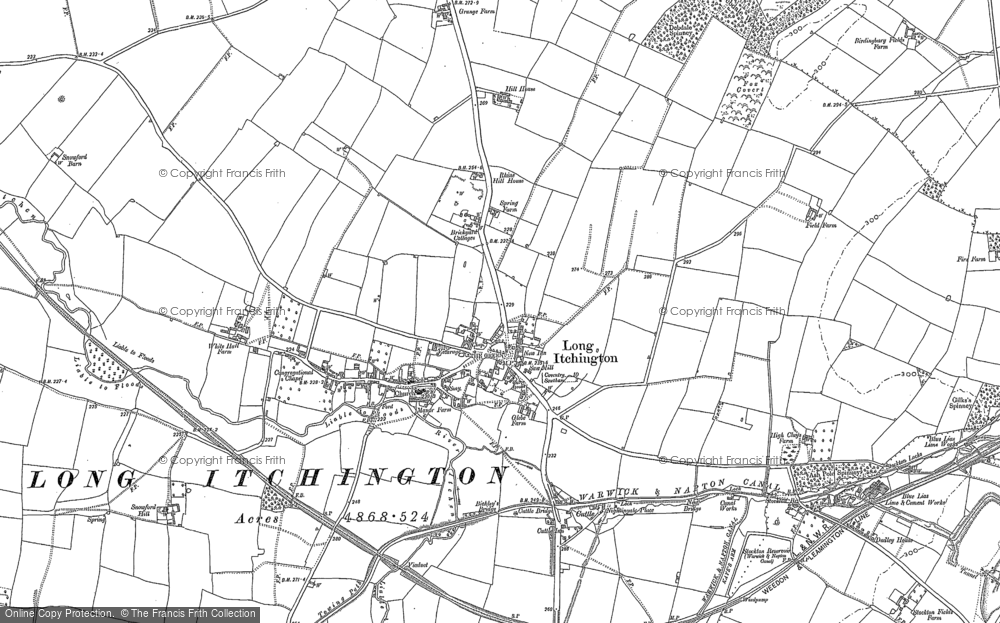 Old Map of Long Itchington, 1885 - 1886 in 1885