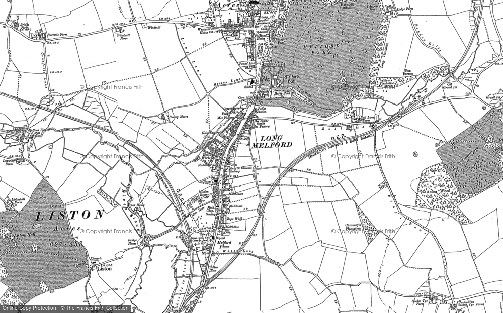 Old Map of Long Melford, 1885 - 1902 in 1885