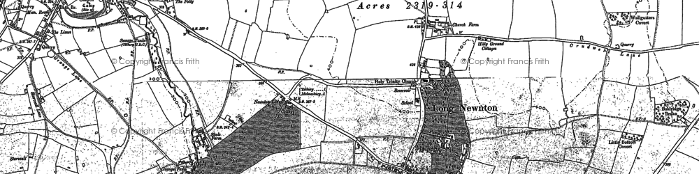 Old map of Long Newnton in 1881