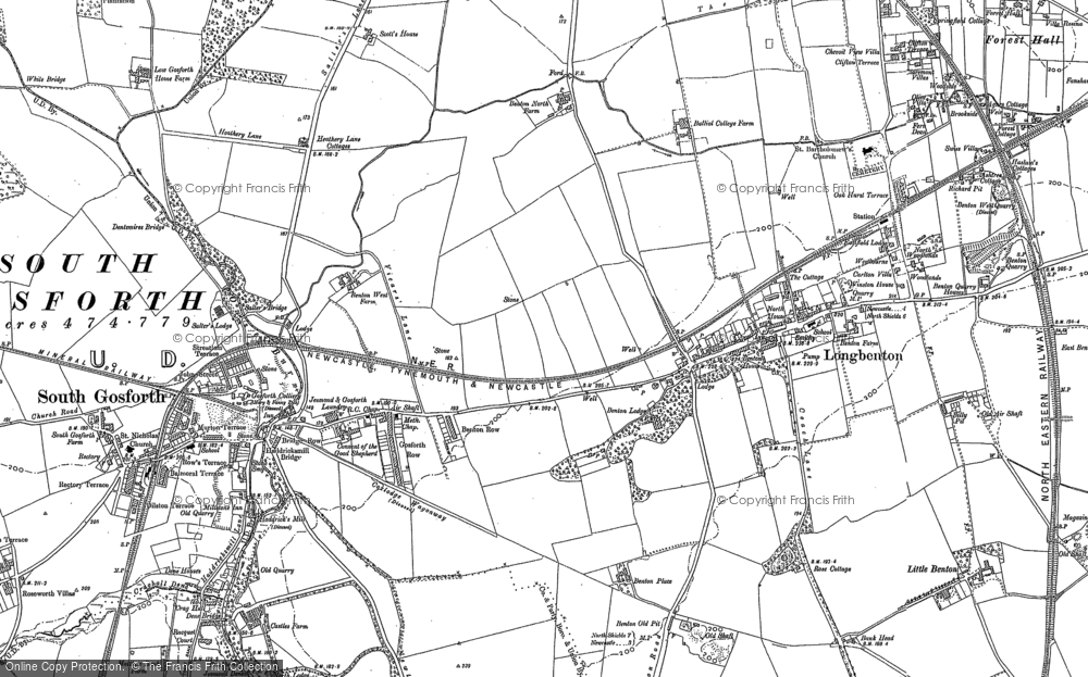 Old Map of Longbenton, 1895 in 1895
