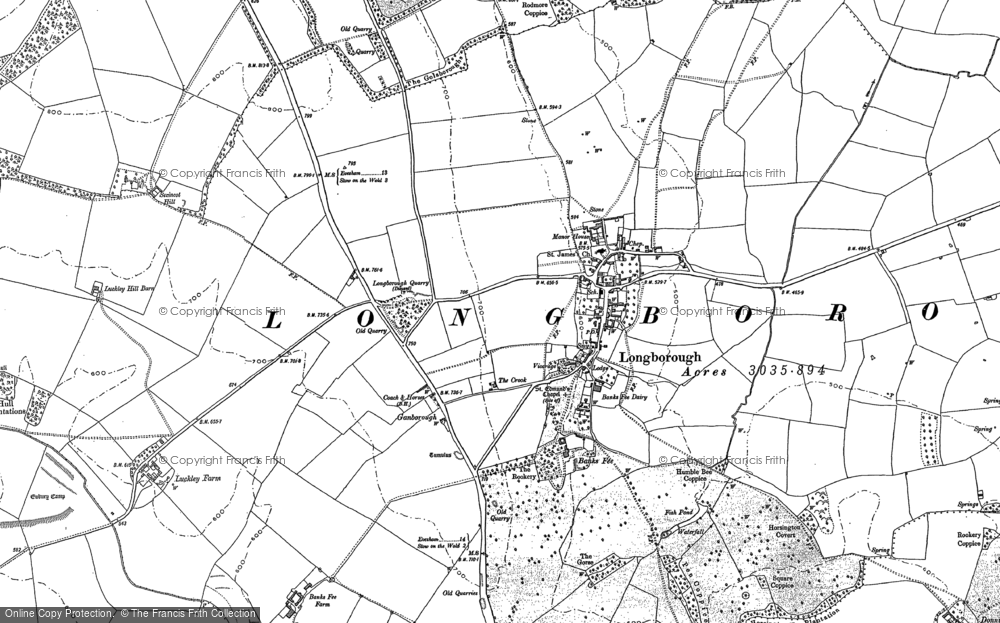 Old Map of Longborough, 1883 - 1900 in 1883