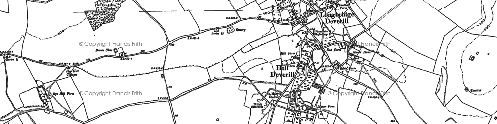 Old map of Longbridge Deverill in 1885