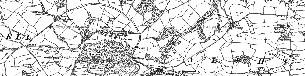 Old map of Longdown in 1886