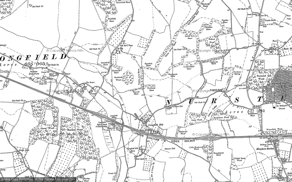 Old Map of Longfield Hill, 1895 in 1895