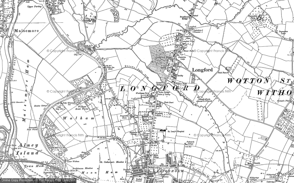 Old Map of Historic Map covering Kingsholm in 1883