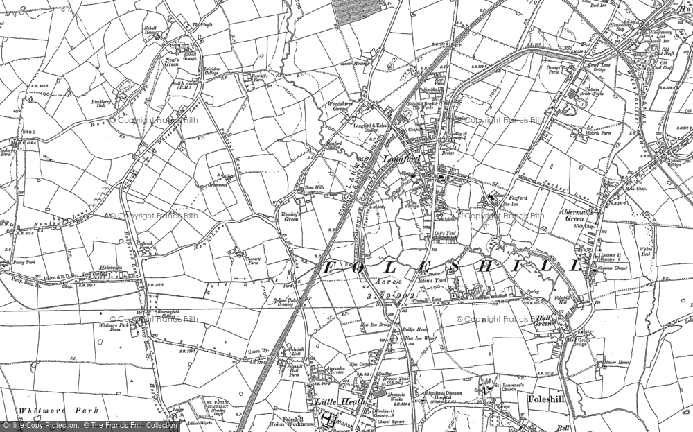 Old Map of Historic Map covering Foleshill in 1886