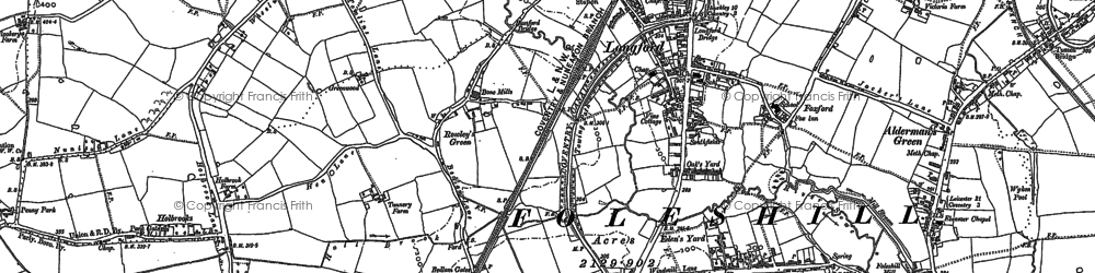 Old map of Rowley's Green in 1886