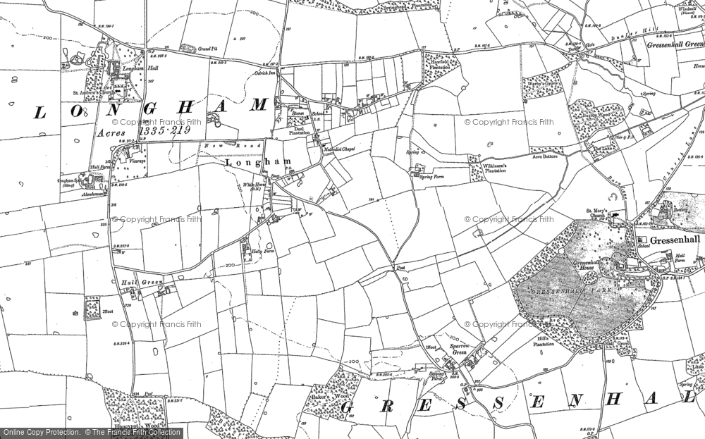 Old Map of Longham, 1883 in 1883