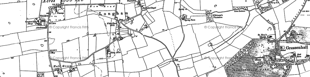 Old map of Longham in 1883