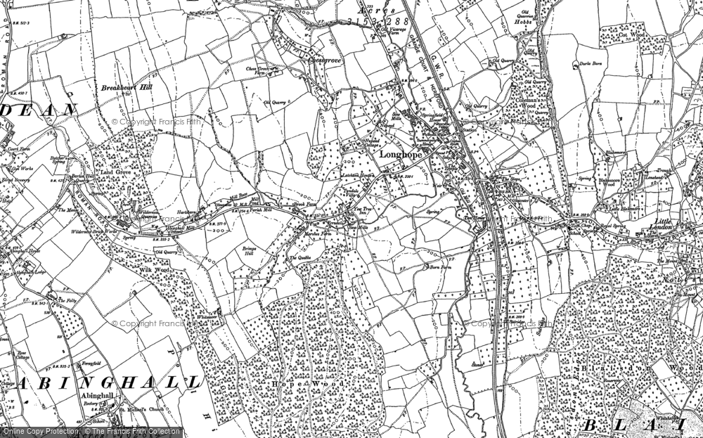 Old Map of Historic Map covering Brimps Hill in 1879