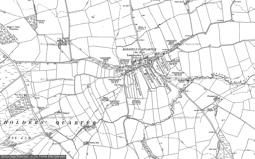 Old Map of Longhorsley, 1896 in 1896