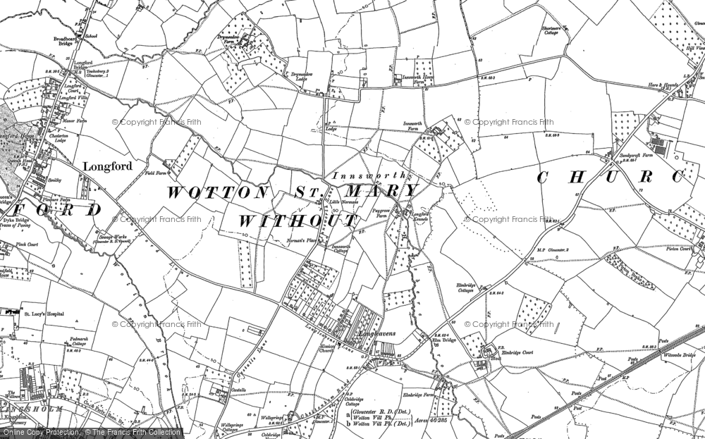 Old Map of Historic Map covering Elmbridge in 1883
