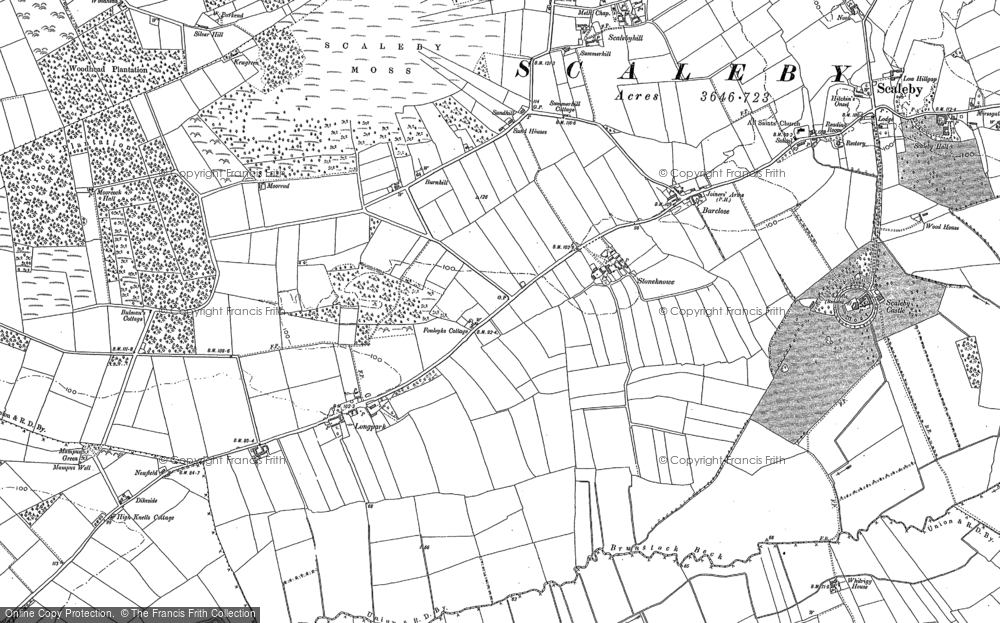 Old Map of Historic Map covering Brunstock Beck in 1899