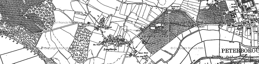 Old map of Longthorpe in 1887