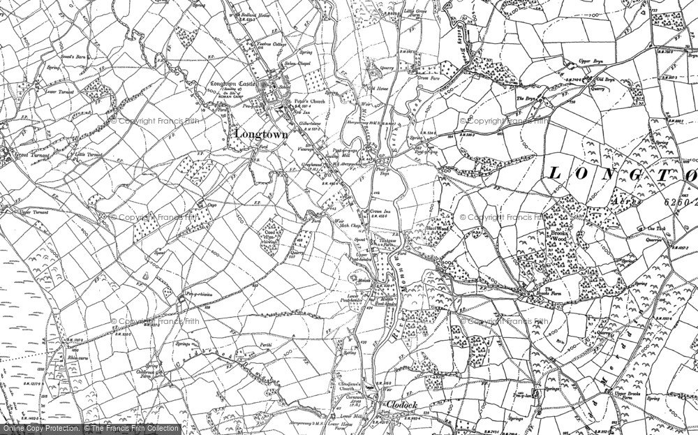 Old Map of Historic Map covering Longtown Castle in 1887