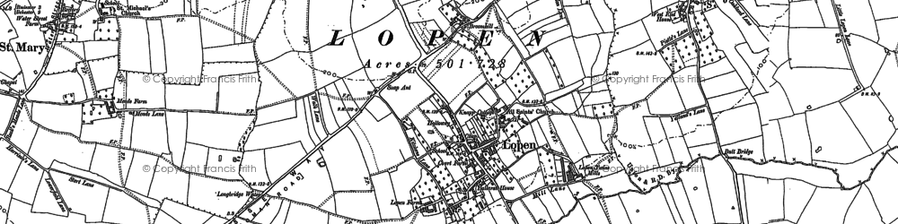 Old map of Lopen Head in 1886