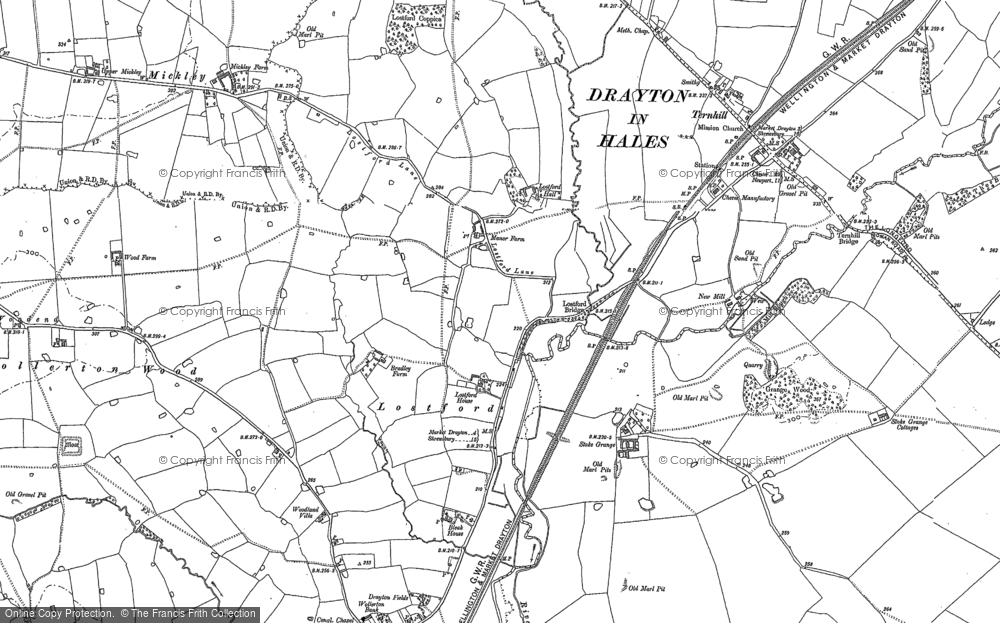 Old Map of Historic Map covering Wollerton Wood in 1880
