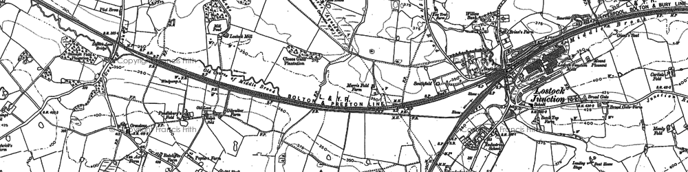 Old map of Bottom o' th' Moor in 1892
