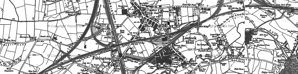 Old map of Penwortham Lane in 1892