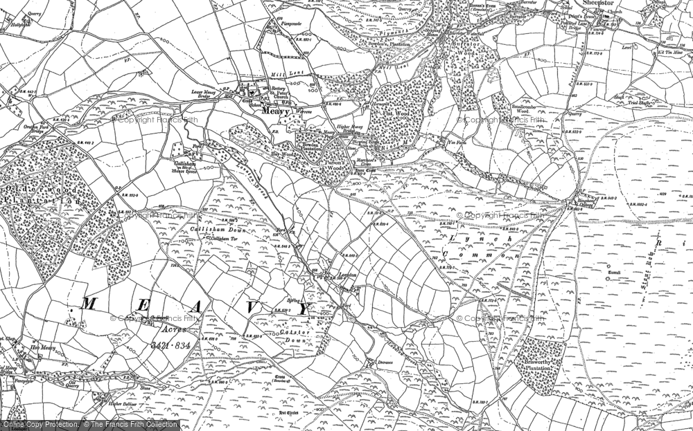 Old Map of Historic Map covering Brisworthy in 1883