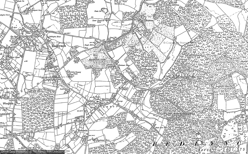 Old Map of Historic Map covering Langley Wood in 1900