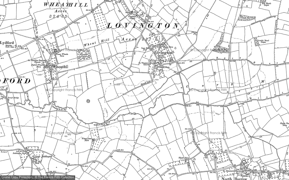Old Map of Historic Map covering Wheathill in 1885