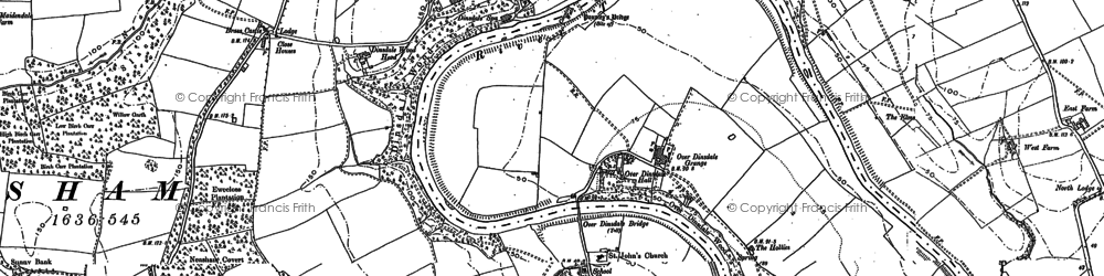 Old map of Low Dinsdale in 1896