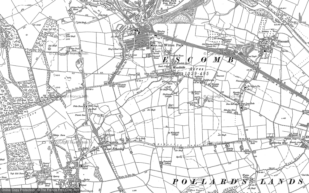 Old Map of Low Etherley, 1896 in 1896