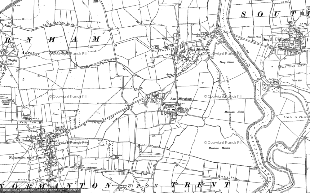 Old Map of Low Marnham, 1884 in 1884