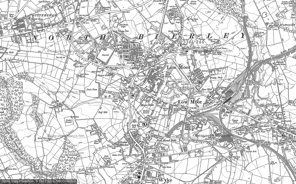 Old Map of Historic Map covering Odsal in 1890