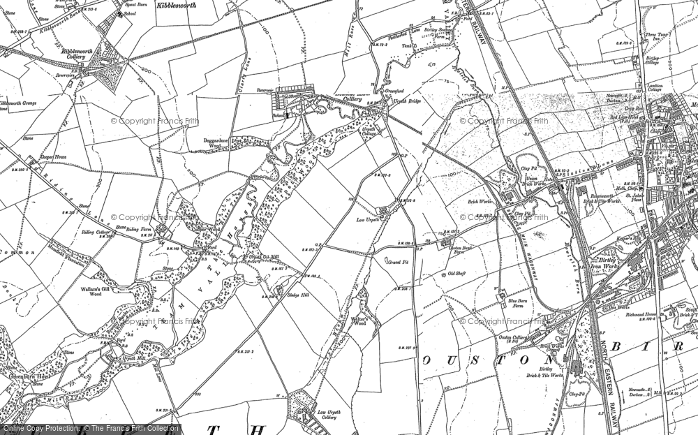 Old Map of Low Urpeth, 1895 in 1895