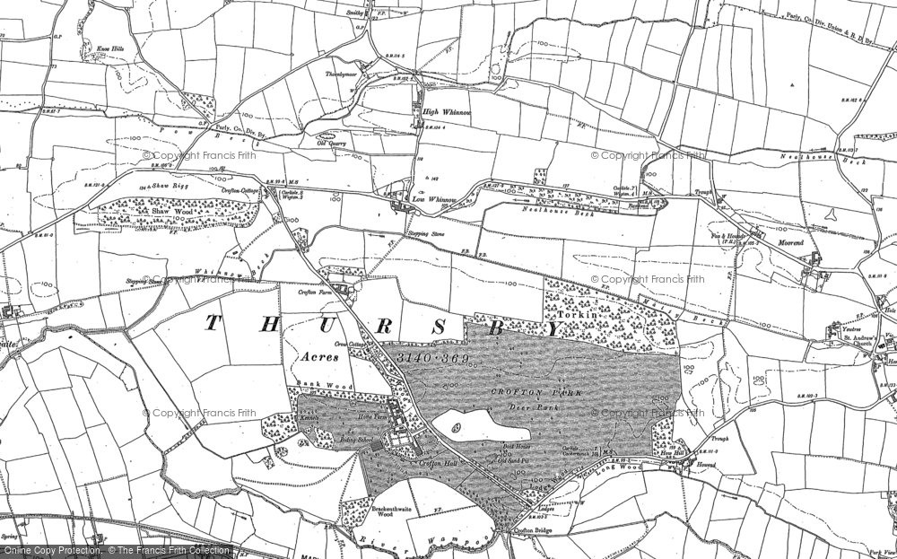 Old Map of Historic Map covering Whinnow Beck in 1890