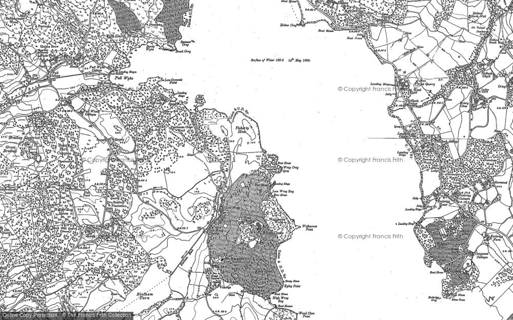 Old Map of Historic Map covering Brockhole (National Park Centre) in 1911