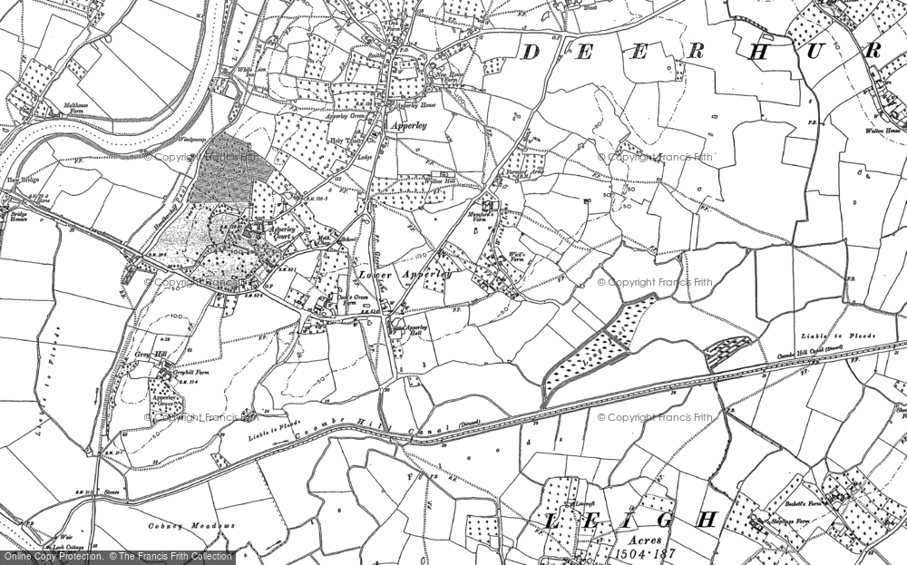 Old Map of Historic Map covering Apperley Court in 1883