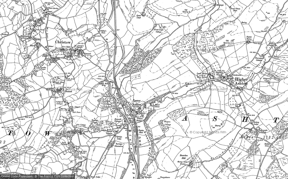 Old Map of Historic Map covering Beardon Hill in 1887